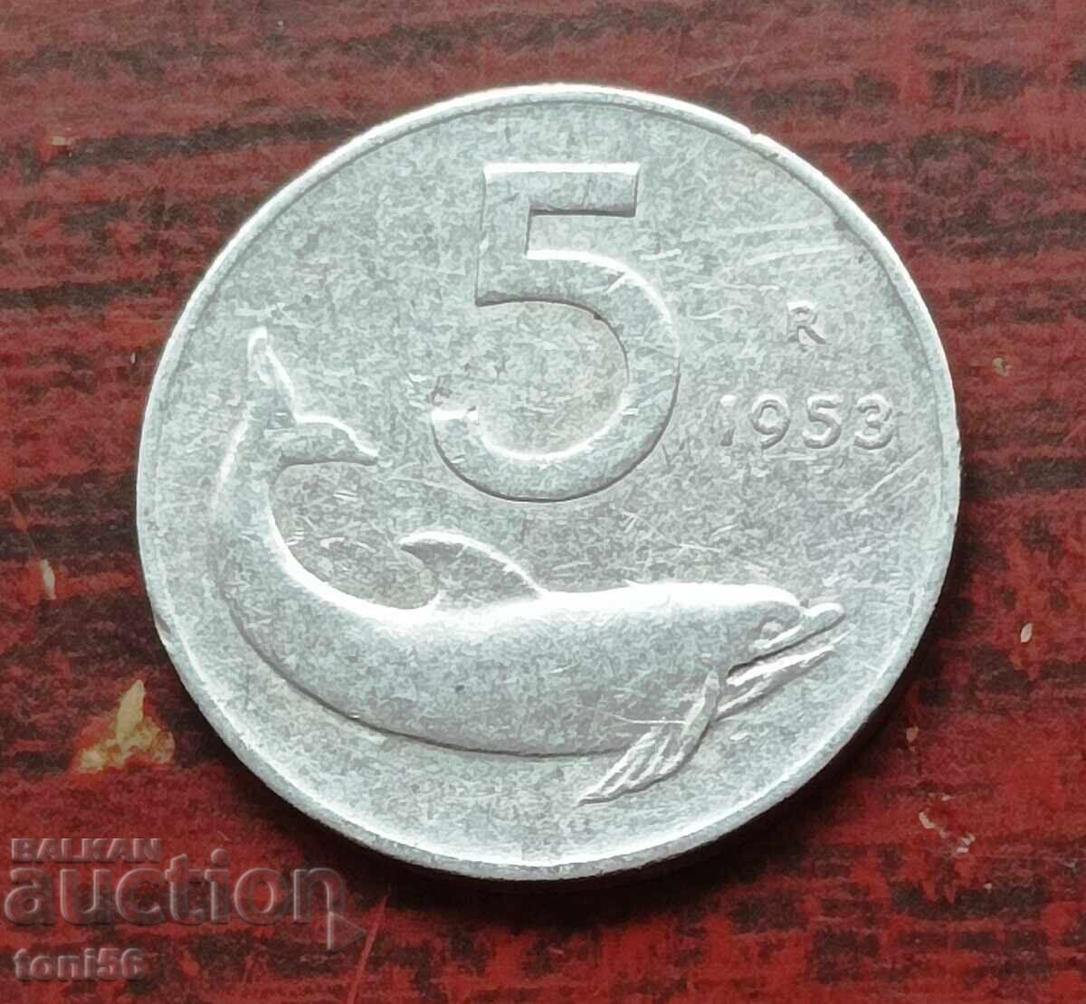 Italy 5 Lire 1953