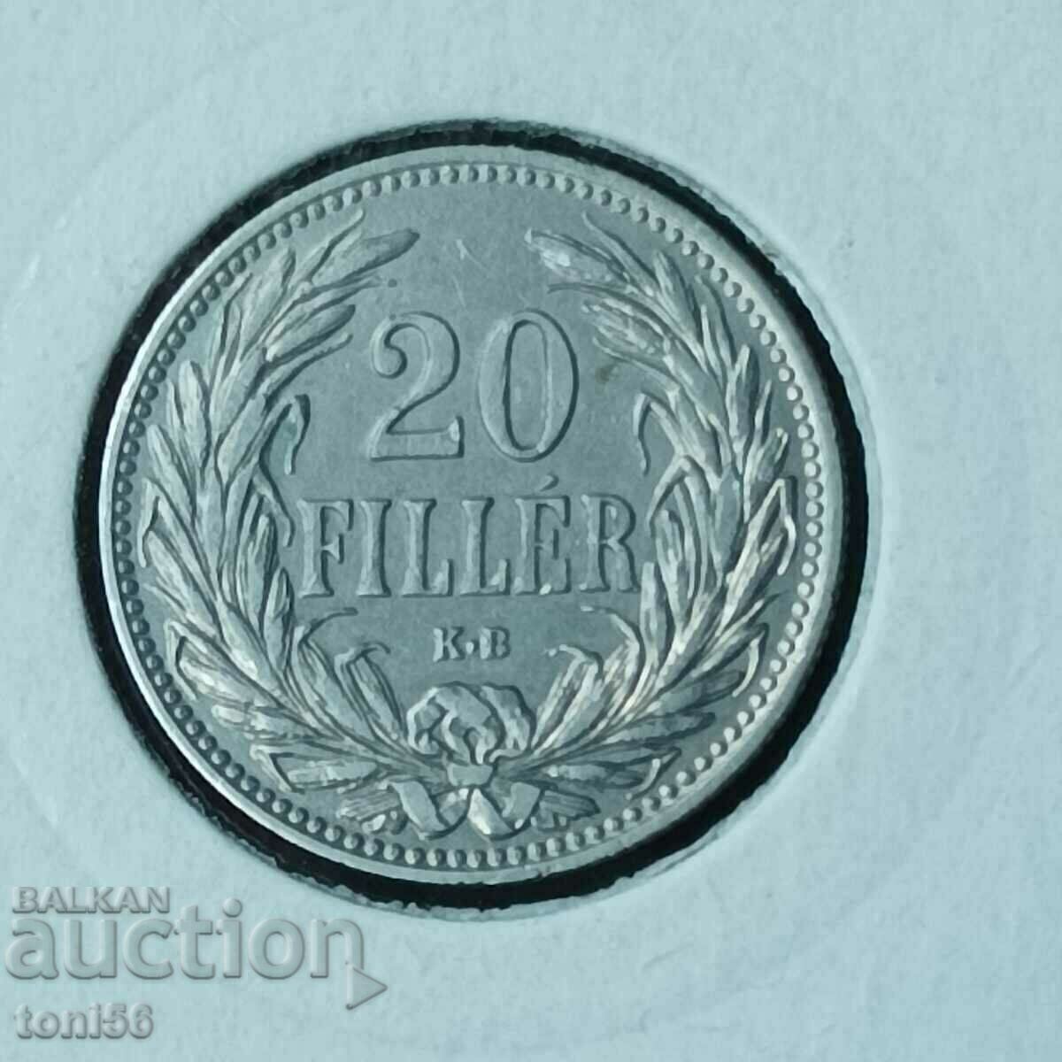 Hungary 20 fillers 1908