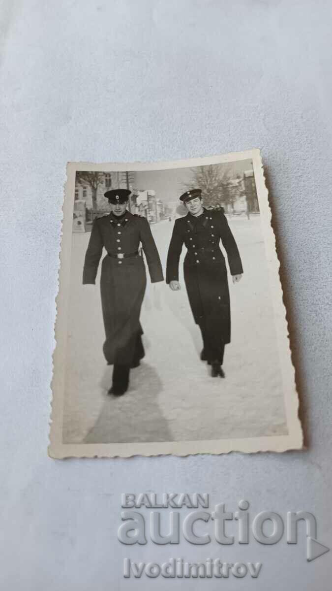 Photo Kyustendily Two officers on a walk in the winter of 1942
