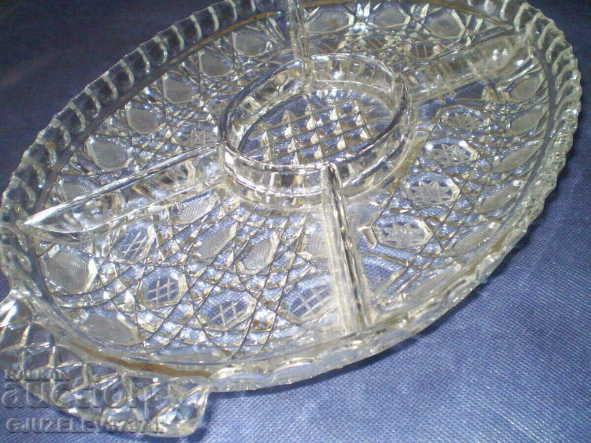 Auction  Old Heavy Duty Crystal Serving Tray