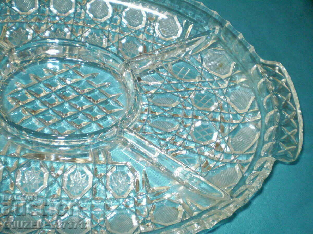 Old Heavy Duty Crystal Serving Tray - 5
