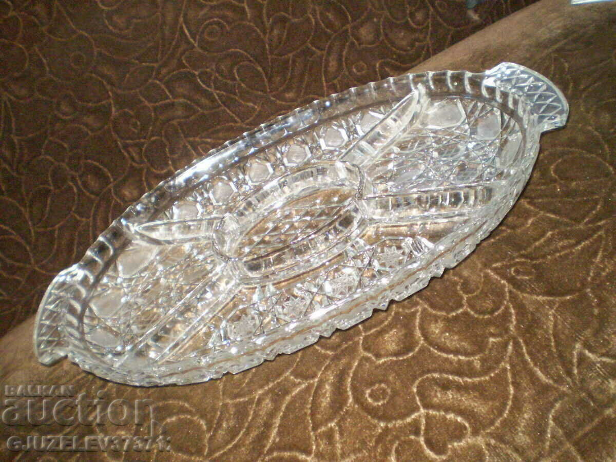 Old Heavy Duty Crystal Serving Tray - 6