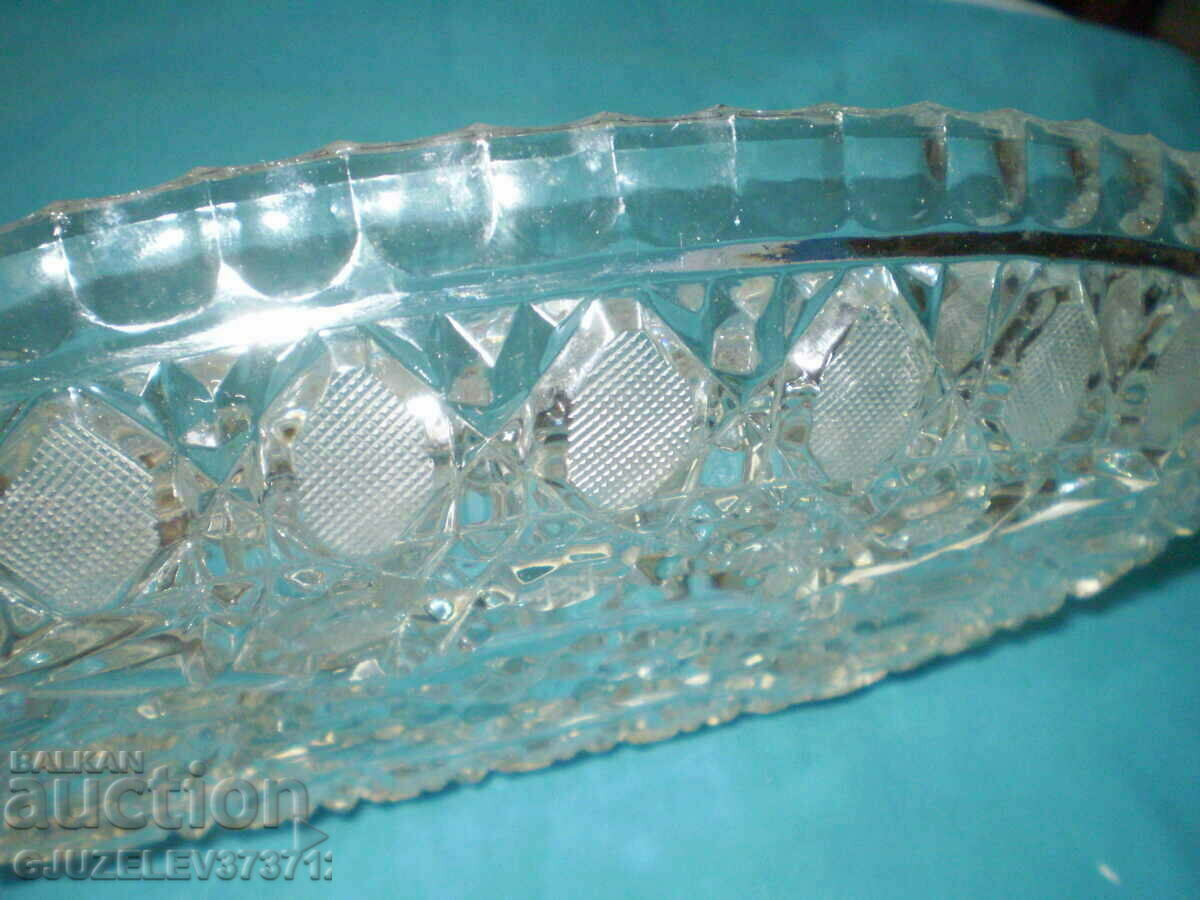 Old Heavy Duty Crystal Serving Tray - 7