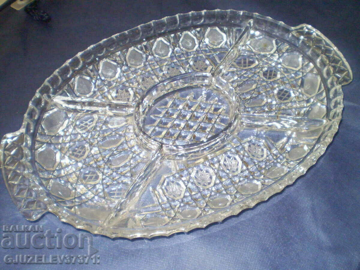 Old Heavy Duty Crystal Serving Tray
