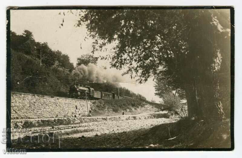 Train railway photo old postcard