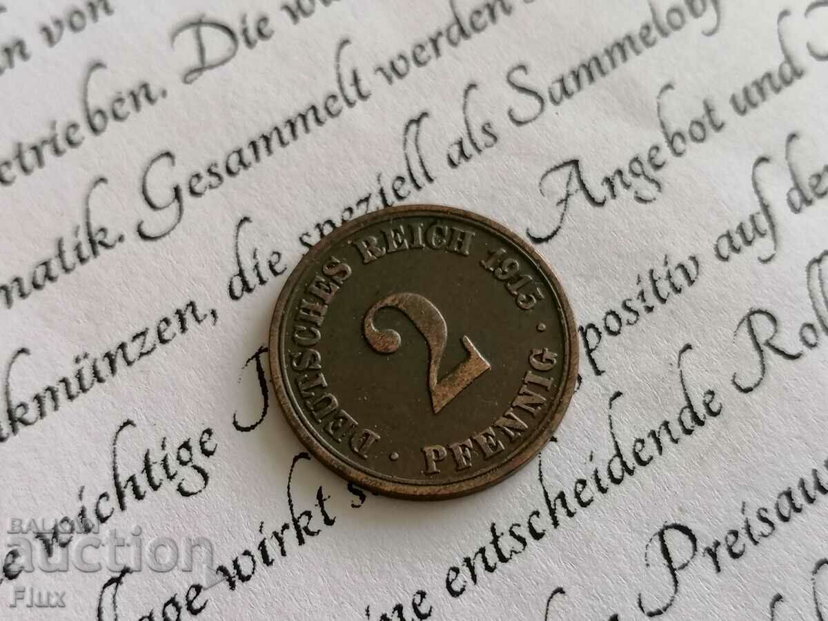 Moneda Reich - Germania - 2 Pfennig | 1915; Seria A