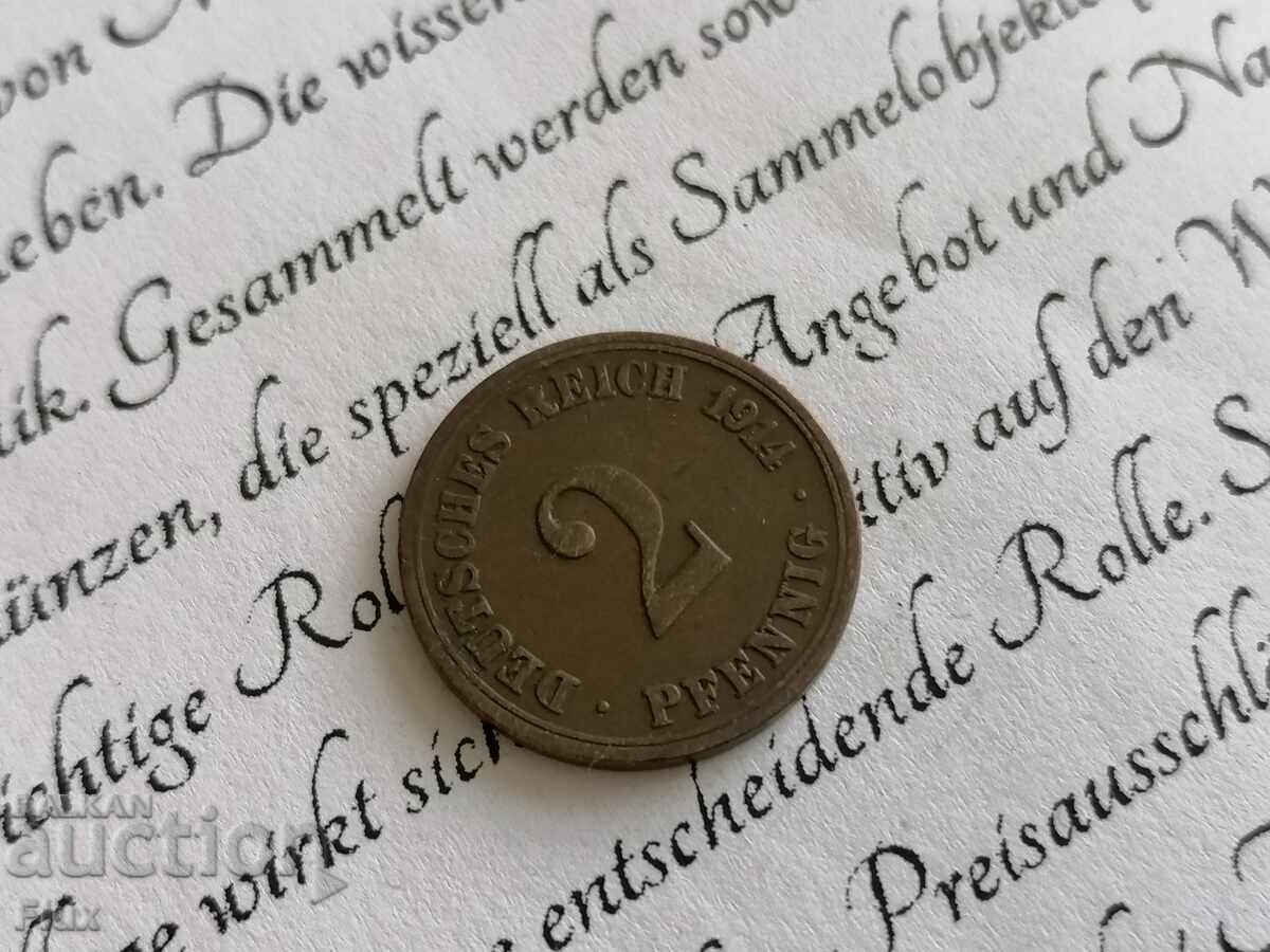 Κέρμα Ράιχ - Γερμανία - 2 Pfennig | 1914; Σειρά Α