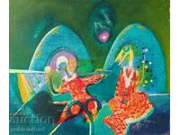 Картина, абстракция, худ. Димо Христозов, 1991 г.