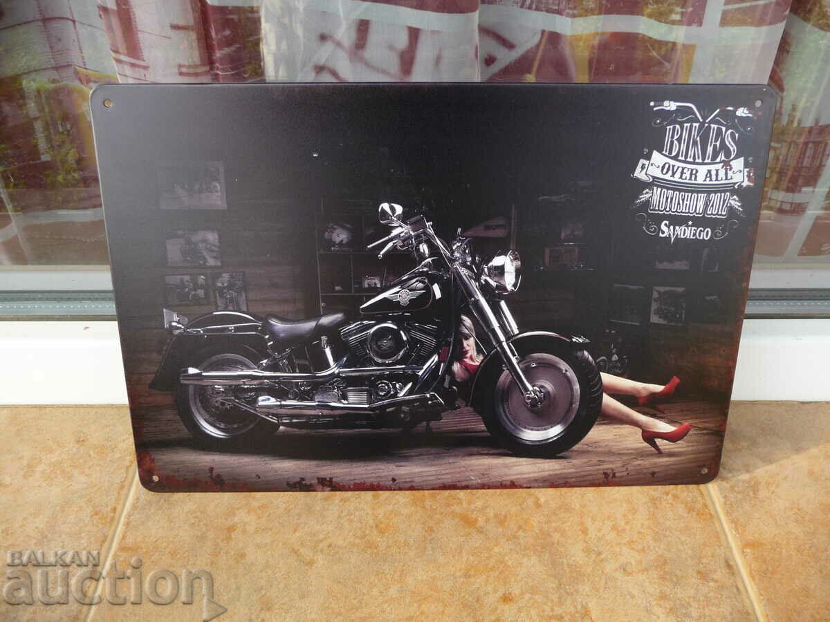 Bike chick erotica metal semn garaj Harley motocicleta