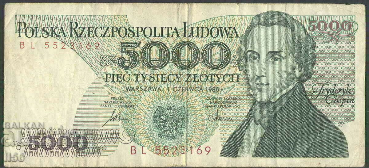 Polonia - 5000 de zloți 1986