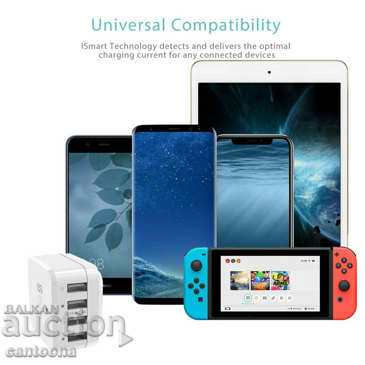 Syncwire Travel Charger 34W/6.8A 4hUSB charger, EU/US/UK - 6