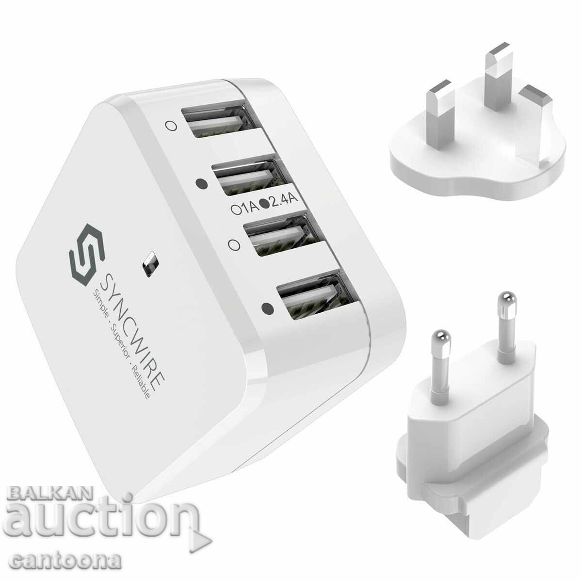Syncwire Travel Charger 34W/6.8A 4hUSB charger, EU/US/UK