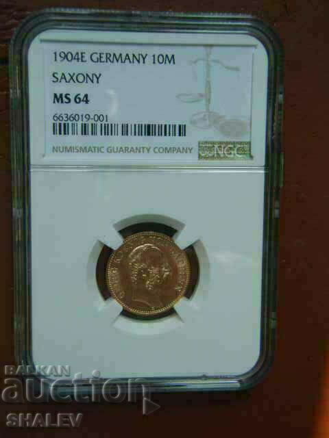 Auction  10 Mark 1904 Saxony (Germany) Saxony - NGC MS64 (Gold)