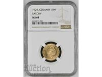 10 Mark 1904 Saxony (Germany) Saxony - NGC MS64 (Gold)