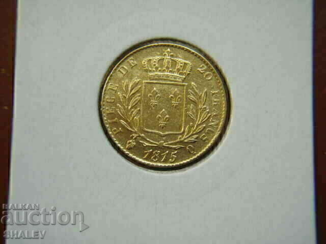 20 franci 1815 Q Franța - AU (aur) cu preț € 1092.89 | 2137.51 BGN