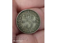 3 пени 1921 г сребро Великобритания