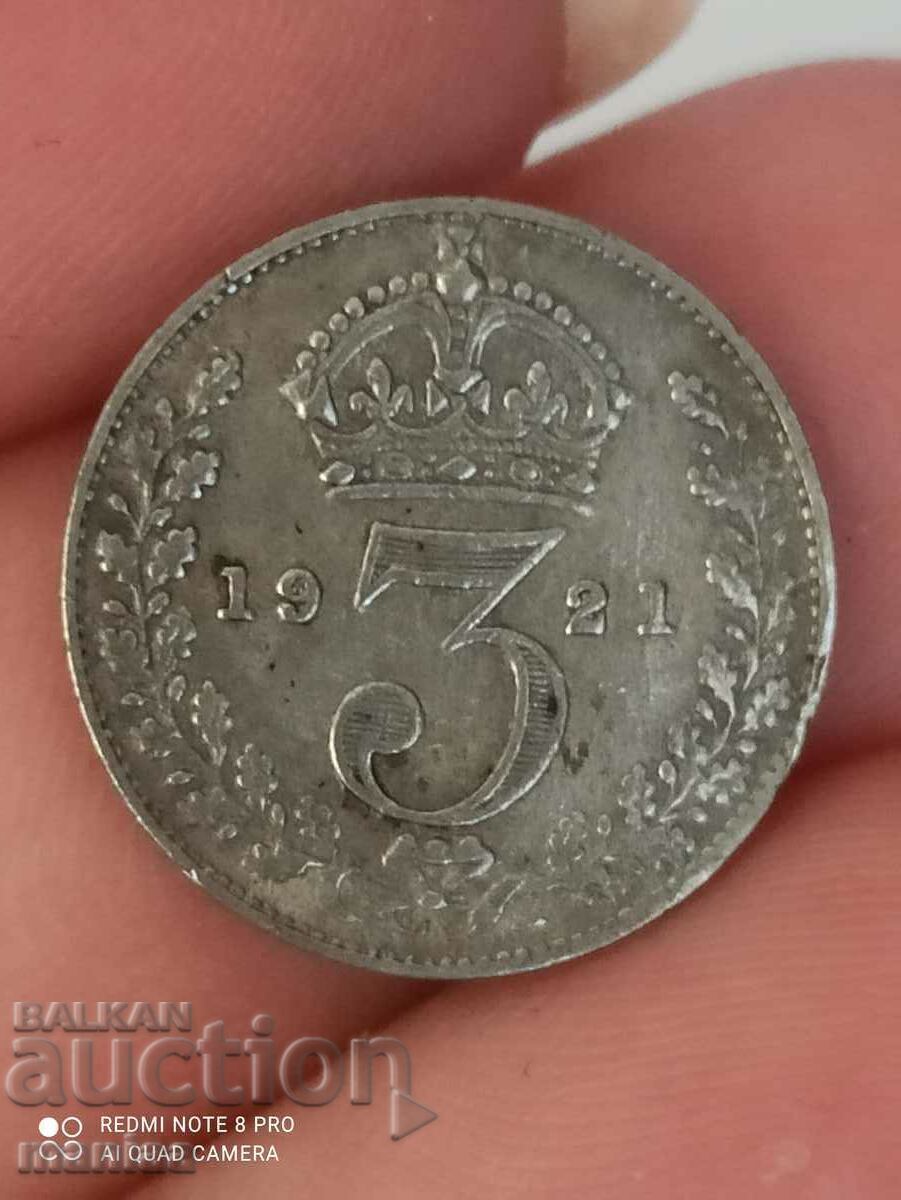 3 πένες ασήμι 1921 Μεγάλη Βρετανία 3 πένες ασήμι 1921 Μεγάλη Βρετανία