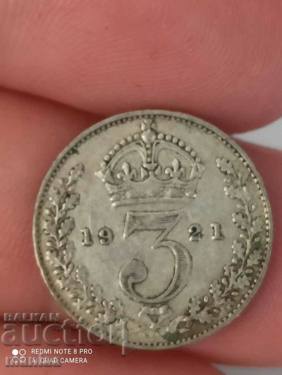 3 pence 1921 silver Great Britain 3 pence 1921 silver Great Britain