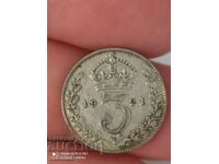 3 пени 1921 г сребро Великобритания