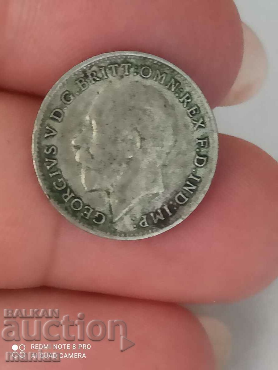 3 пени 1921 г сребро Великобритания с цена 16.00 лв. | € 8.18 3 пени 1921 г сребро Великобритания с цена 16.00 лв. | € 8.18