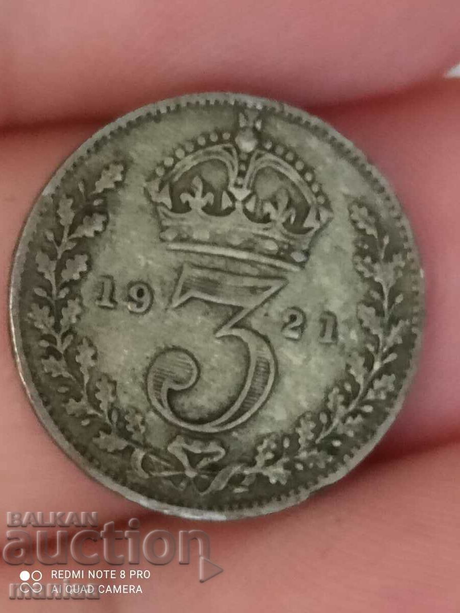 3 pence 1921 silver Great Britain 3 pence 1921 silver Great Britain