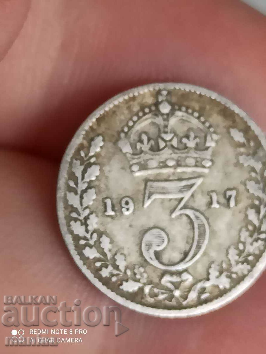 3 pence 1917 silver Great Britain with price 16.00 BGN | € 8.18 3 pence 1917 silver Great Britain with price 16.00 BGN | € 8.18