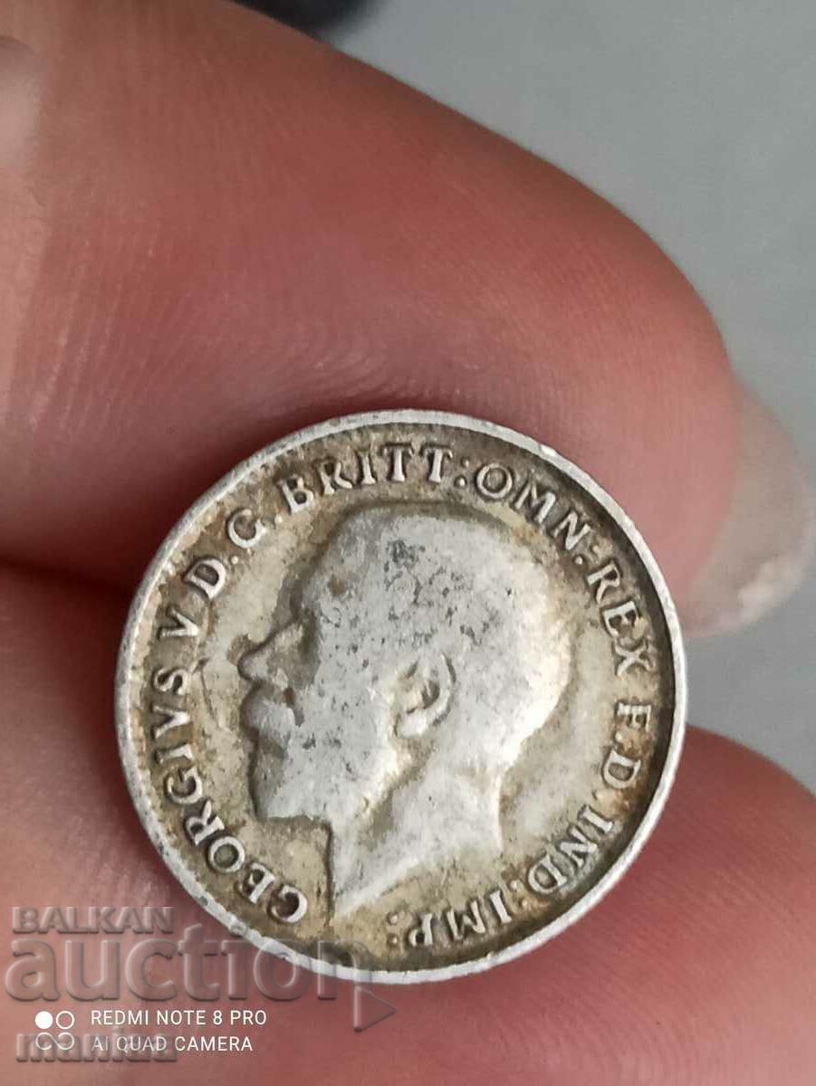 Auction 3 pence 1917 silver Great Britain Auction 3 pence 1917 silver Great Britain