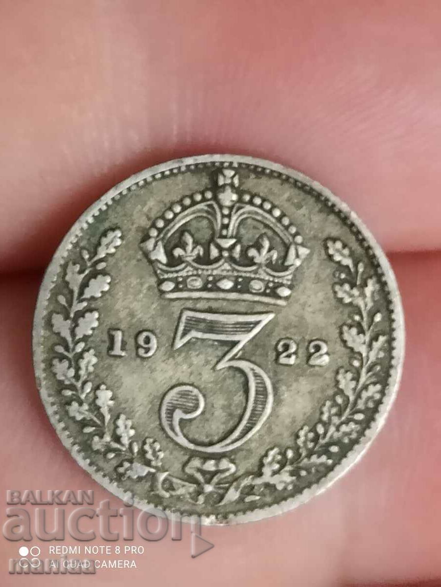 3 pence 1922 silver Great Britain with price 18.00 BGN | € 9.20 3 pence 1922 silver Great Britain with price 18.00 BGN | € 9.20