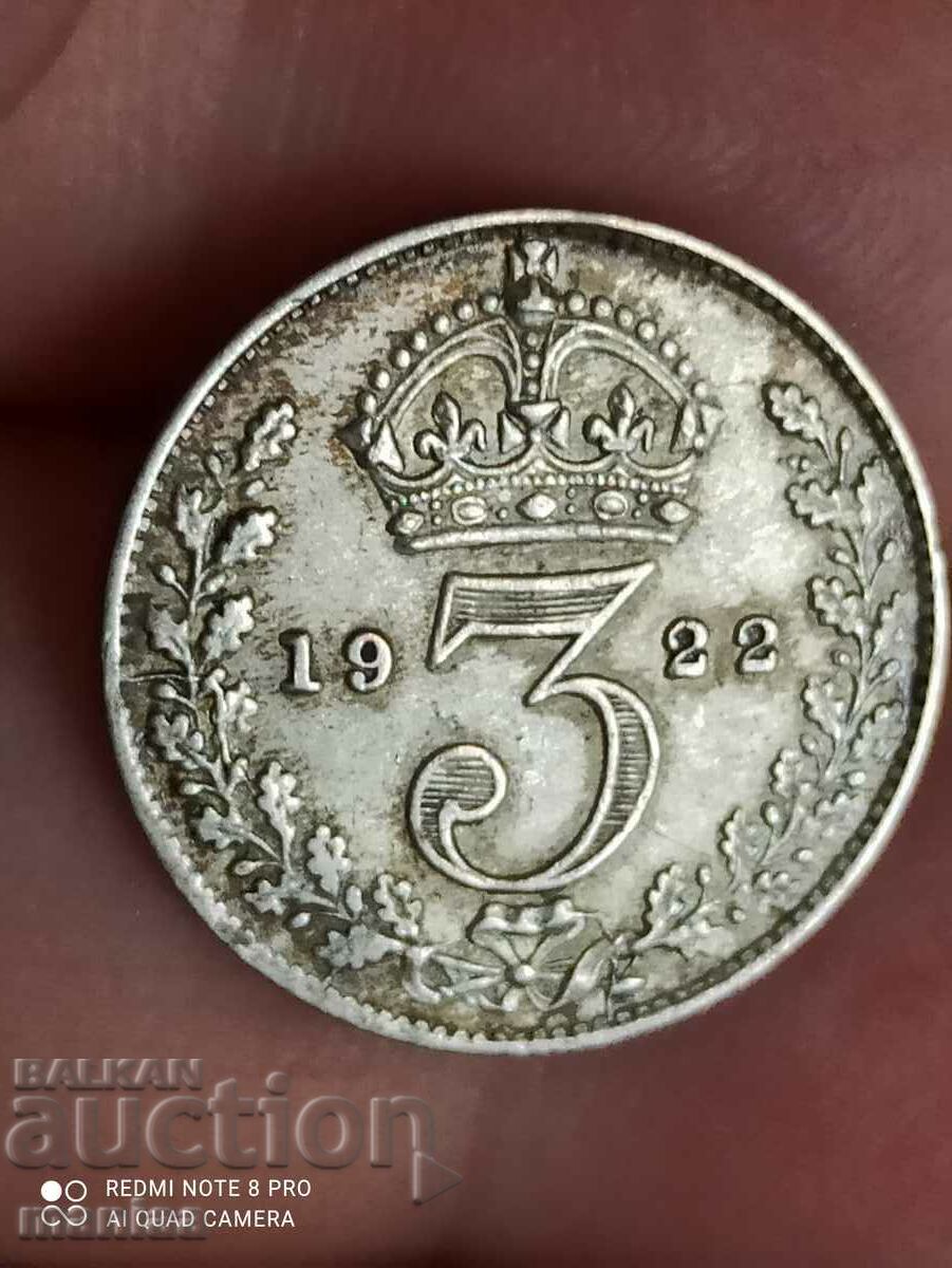 3 pence 1922 silver Great Britain 3 pence 1922 silver Great Britain