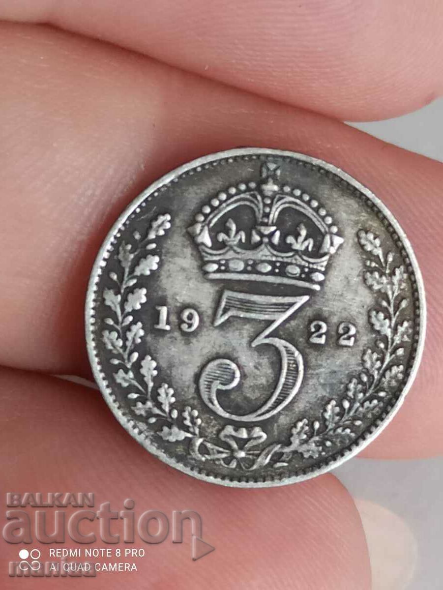 3 pence 1922 silver Great Britain 3 pence 1922 silver Great Britain