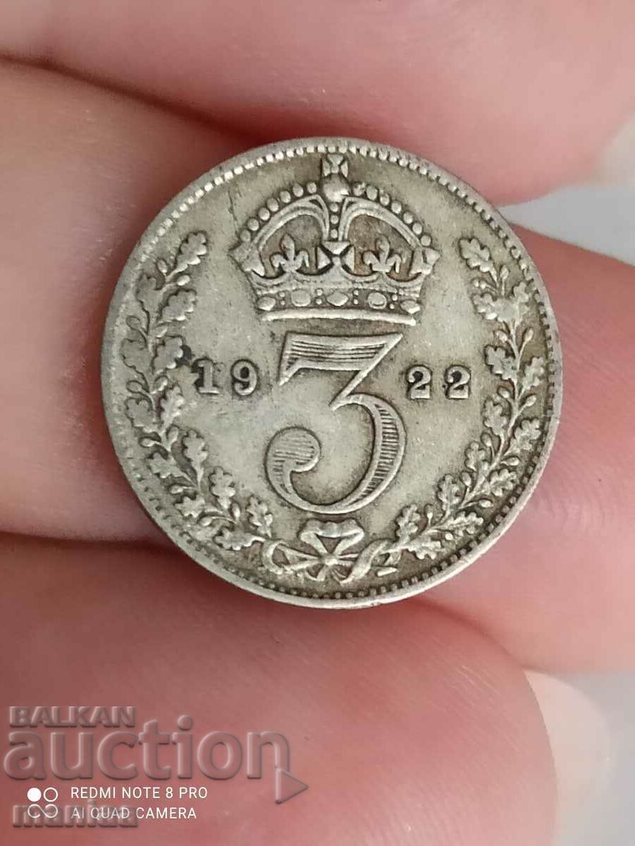 3 pence 1922 silver Great Britain with price 20.00 BGN | € 10.23