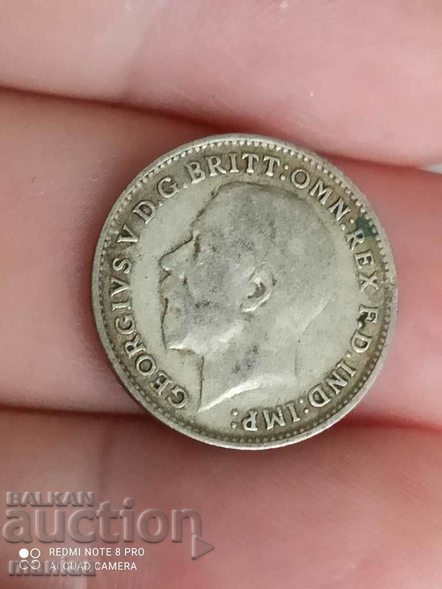 Auction  3 pence 1922 silver Great Britain