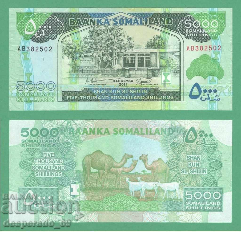 (¯`` •. Somaliland 5000 Shilling 2011 UNC • • • • •)