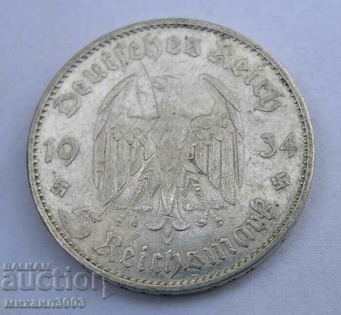 SILVER COIN GERMANY 5 MARKS 1934 YEAR SILVER COIN GERMANY 5 MARKS 1934 YEAR