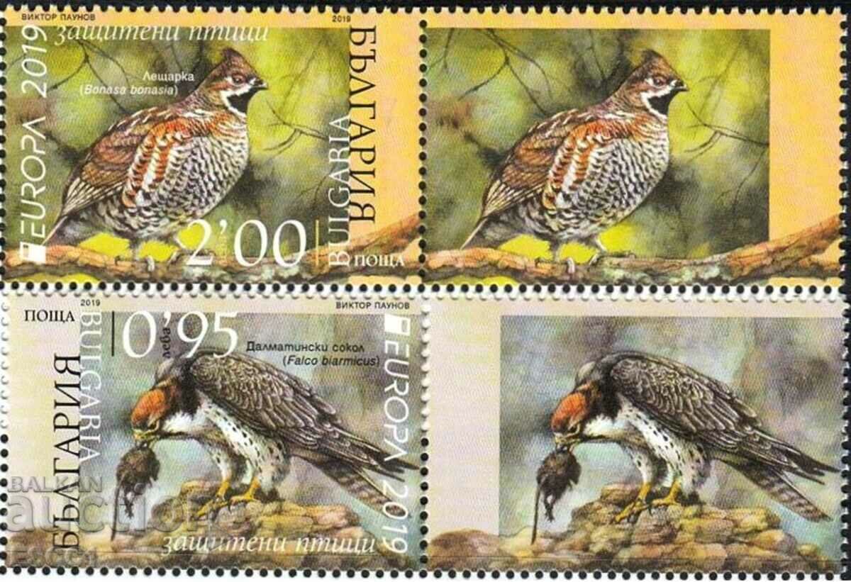Чисти марки  Европа СЕПТ Птици 2019 от България
