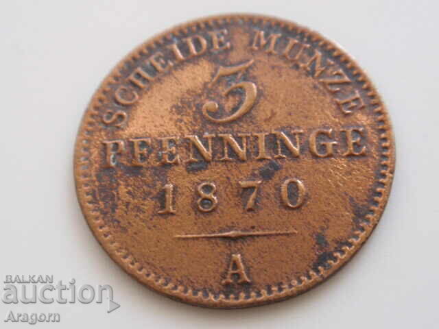 монета Прусия 3 пфенига 1870; Prussia