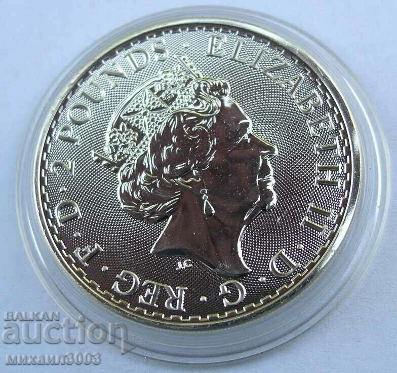 2 LIBRE ELIZABETH II MAREA BRITANIE 1 UNCIA TROY DE ARGINT 2 LIBRE ELIZABETH II MAREA BRITANIE 1 UNCIA TROY DE ARGINT