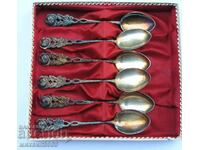 A set of old very thick silver plated spoons
