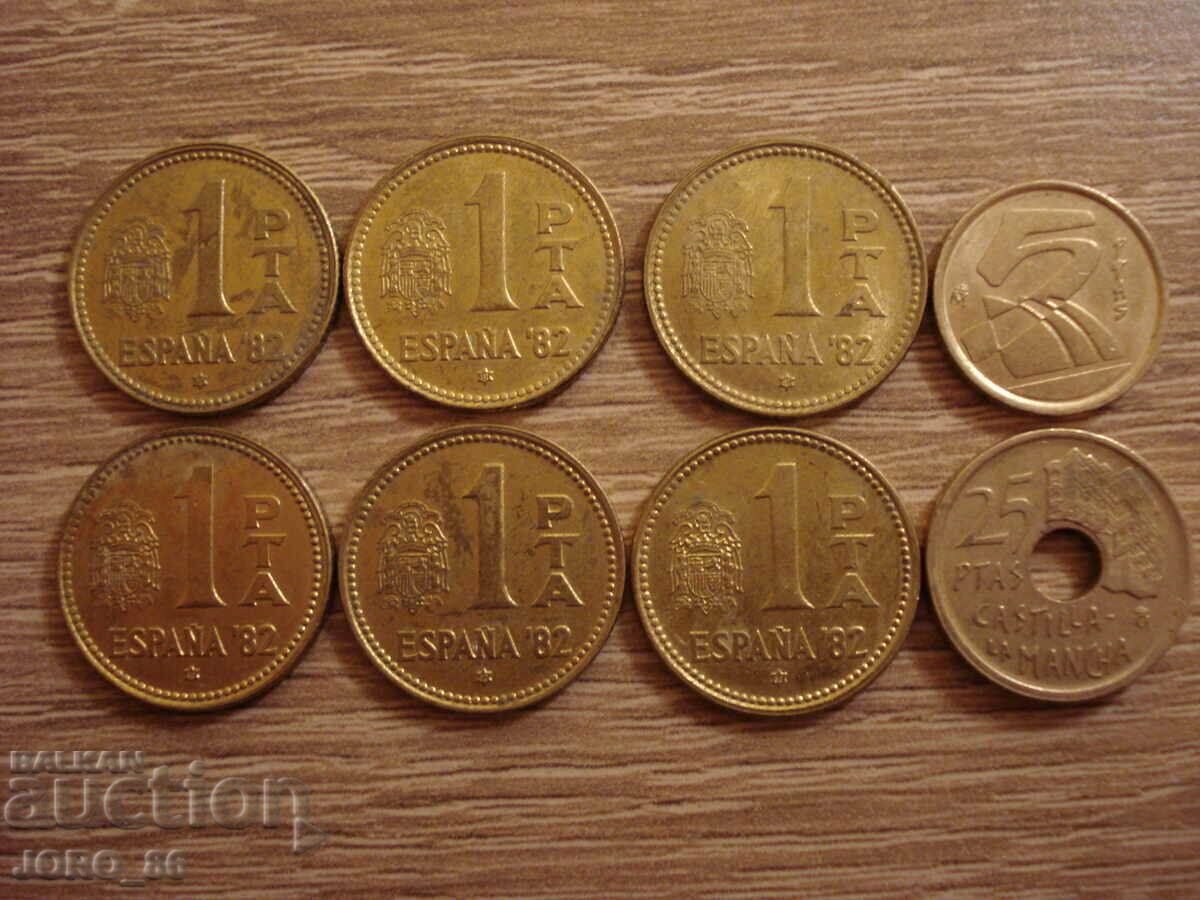 Auction 1 peseta 1975,1980 Auction 1 peseta 1975,1980