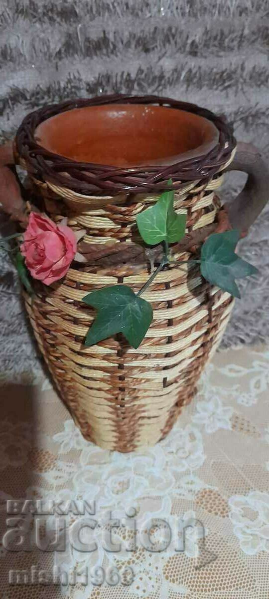 Large ceramic vase with braid with price 20.00 BGN | € 10.23 Large ceramic vase with braid with price 20.00 BGN | € 10.23