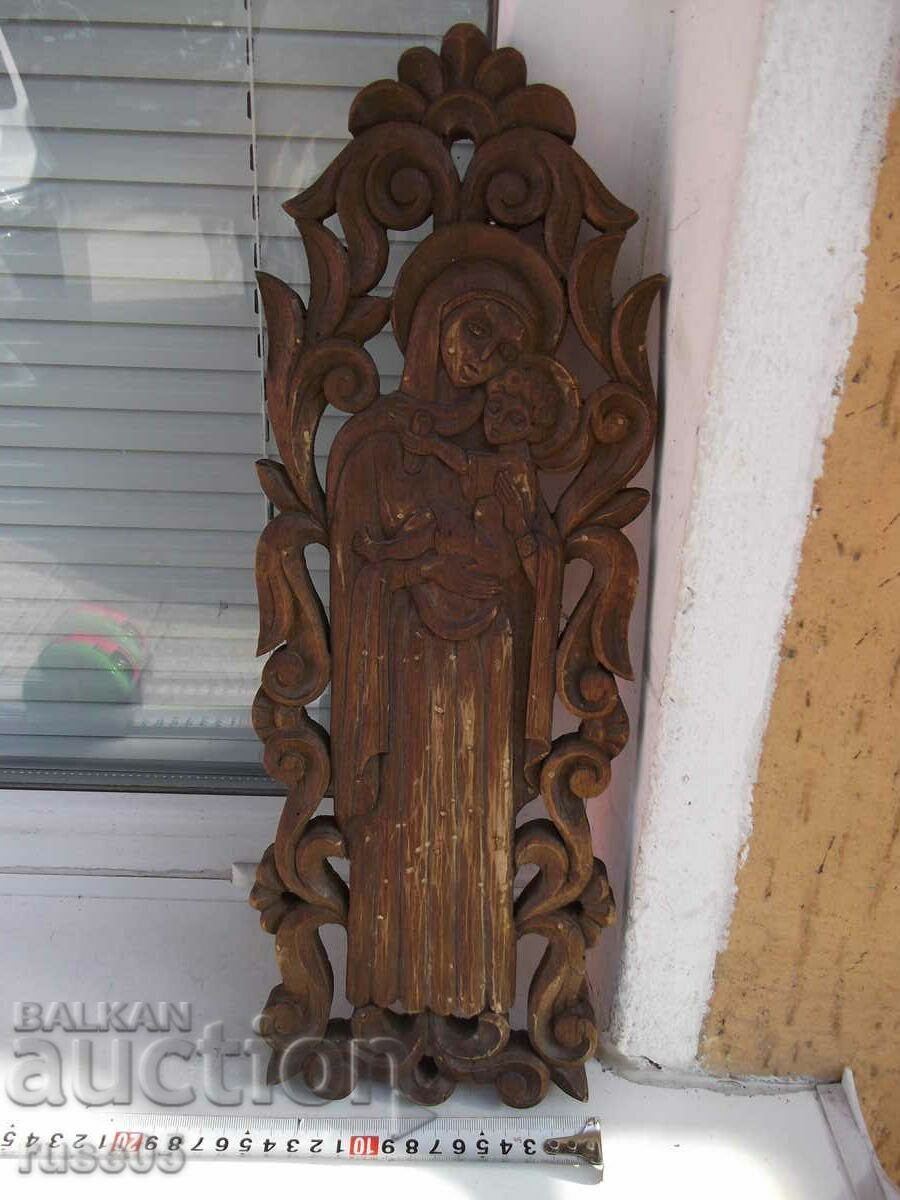 Panel "Madonna and Child" hand-carved old