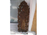 Panou „Madona cu Pruncul” sculptat manual vechi