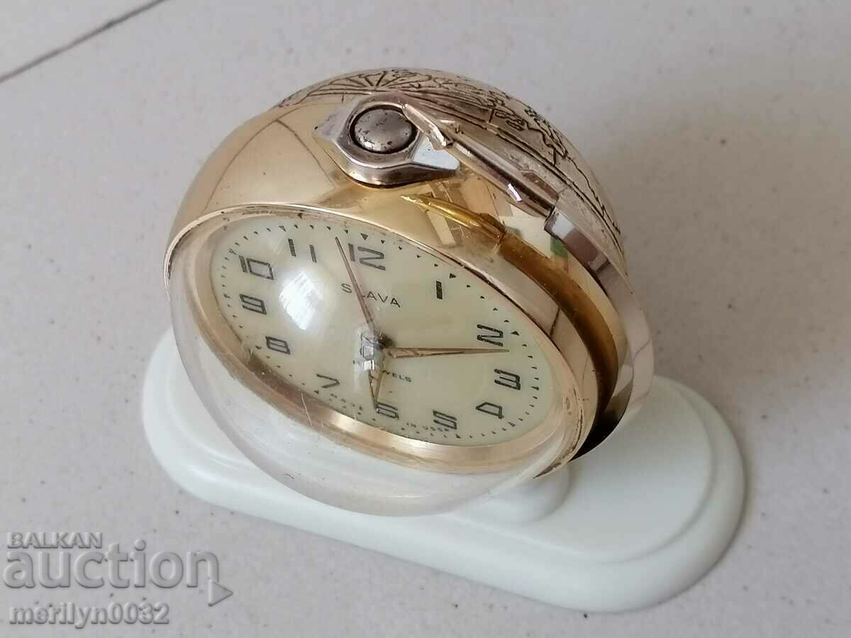 Auction Desk clock "GLOBAL GLOBAL" alarm clock - USSR, WORKS Auction Desk clock "GLOBAL GLOBAL" alarm clock - USSR, WORKS