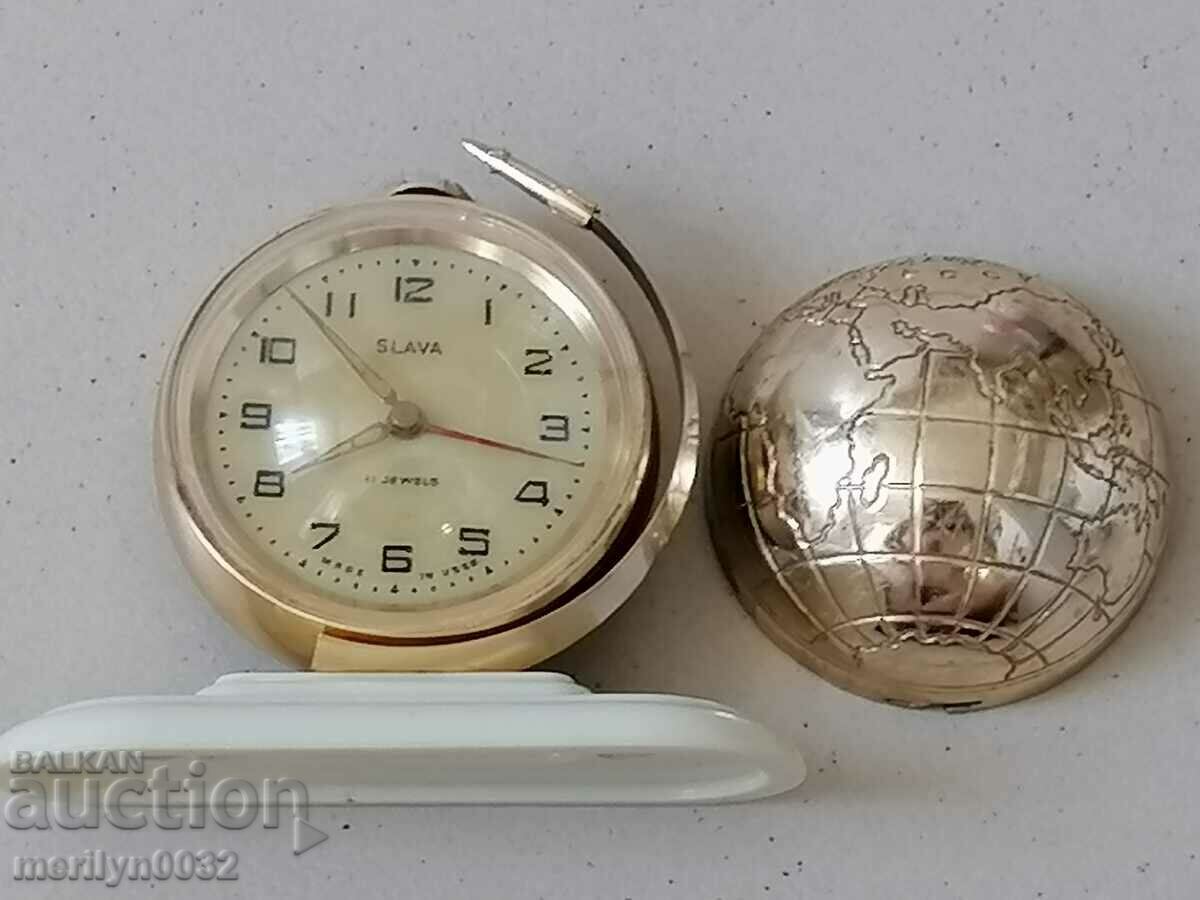 Desk clock "GLOBAL GLOBAL" alarm clock - USSR, WORKS - 6 Desk clock "GLOBAL GLOBAL" alarm clock - USSR, WORKS - 6