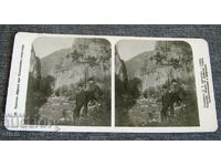 Old stereo card postcard canyon Poganovski monastery