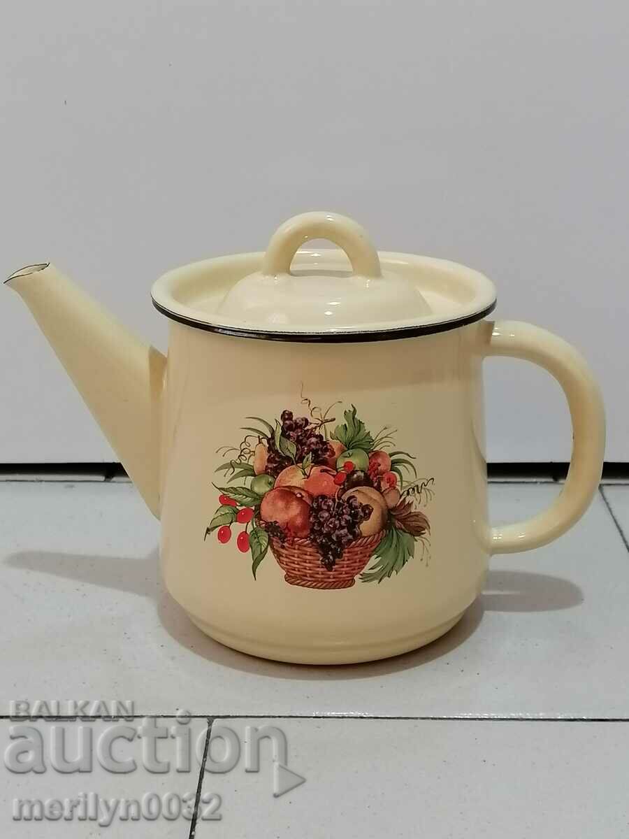 Enamel pot, teapot, pitcher, jug, 1970s USSR