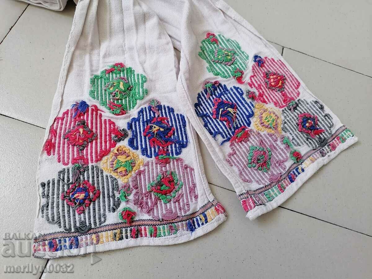 White cloth belt with Bulgarian embroidery patterned cloth - 5
