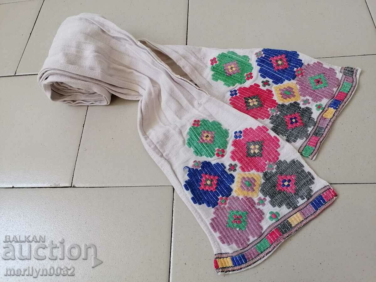 White cloth belt with Bulgarian embroidery patterned cloth - 6