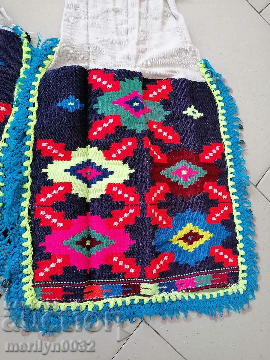 Auction  White cloth belt with Bulgarian embroidery patterned cloth