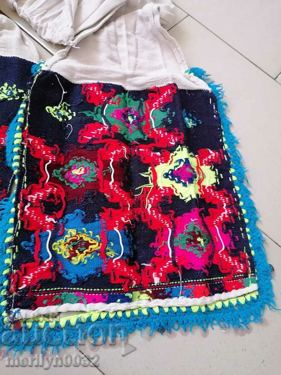 White cloth belt with Bulgarian embroidery patterned cloth - 5